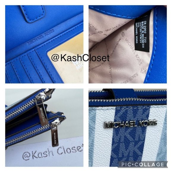 Michael Kors MK Double Zip Wristlet Wallet - Pale Ocean Multi - Picture 9 of 9